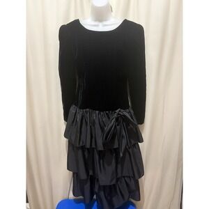Clair De Lune vintage black long-sleeved dress, size 8